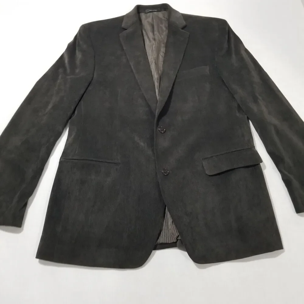 Calvin Klein Macys Mens 42L Micro Corduroy Gray Sport Coat Jacket Blazer